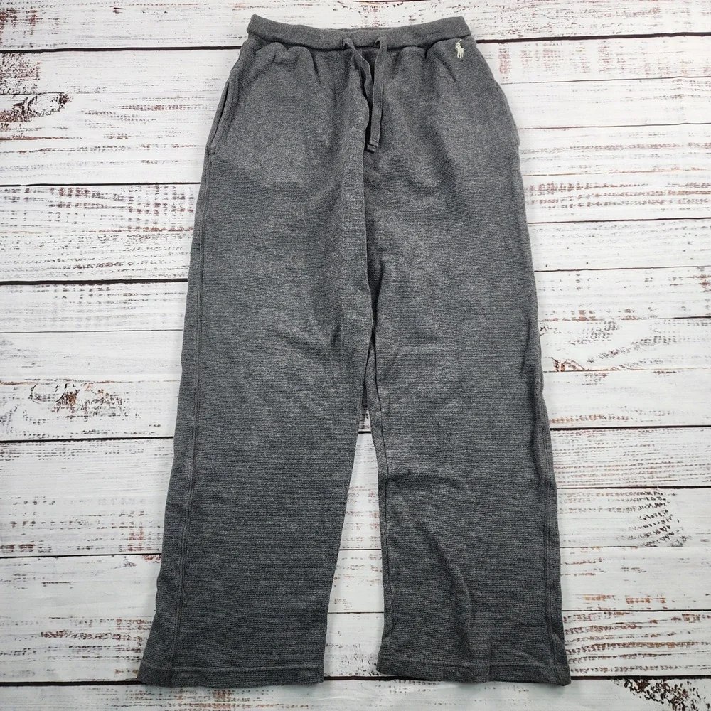 Polo Ralph Lauren Waffle Knit Pajama Pants Men's S Gray Cotton Pony Lounge